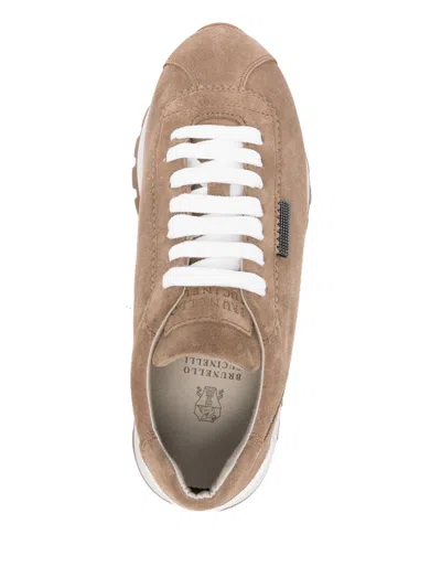Brunello Cucinelli Suede Sneakers With Iconic Jewel Application In Multi