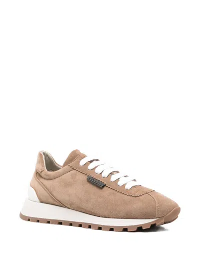 Brunello Cucinelli Suede Sneakers With Iconic Jewel Application In Multi