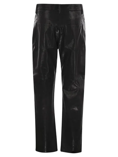 Brunello Cucinelli Women Wide Five-pocket Trousers In Smooth Nappa Leather In Black