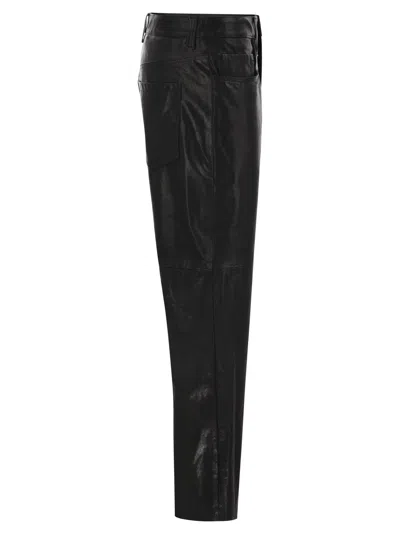 Brunello Cucinelli Women Wide Five-pocket Trousers In Smooth Nappa Leather In Black