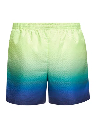 Casablanca Monogram Logo-embroidered Swim Shorts In Multi