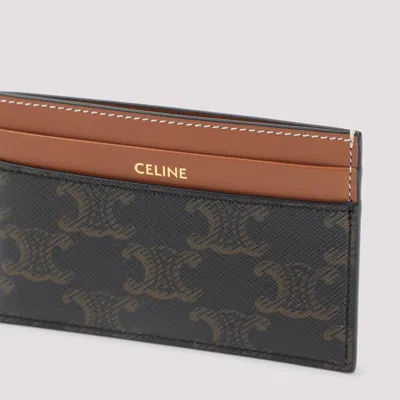Celine Brown Medium Canvas Credit Card Case In Multi