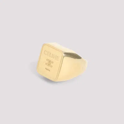 Celine Square Signet Ring Women In Gold