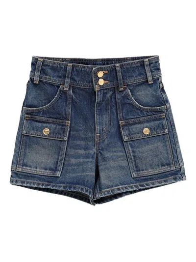 Celine Women Denim Cotton Shorts In Multi