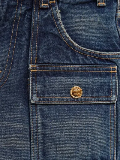 Celine Women Denim Cotton Shorts In Multi