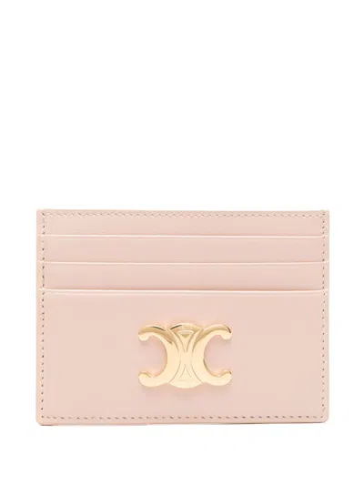 Celine Women Triomphe Leather Card Case In Pink