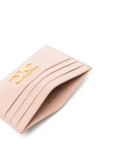 Celine Women Triomphe Leather Card Case In Pink