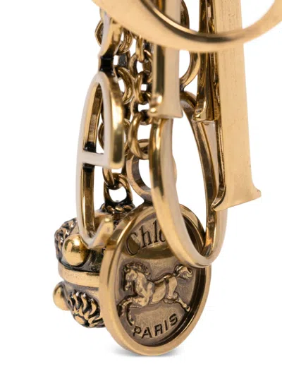 Chloé Symbols Keychain With Silk And Nylon In Gold