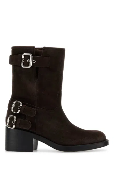 Chloé Chloe Women Dark Brown Suede Dakota Boots In Brown