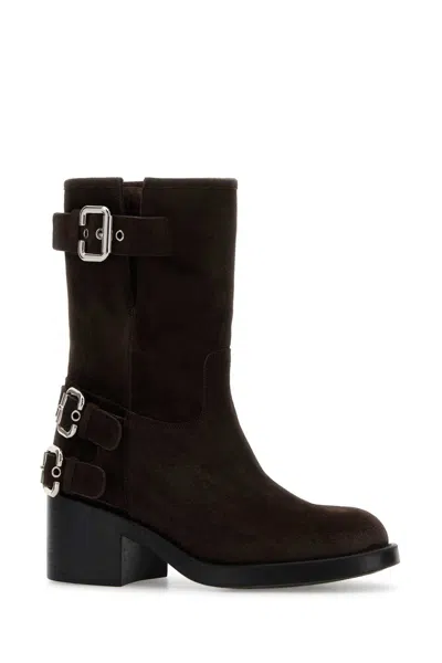 Chloé Chloe Women Dark Brown Suede Dakota Boots In Brown