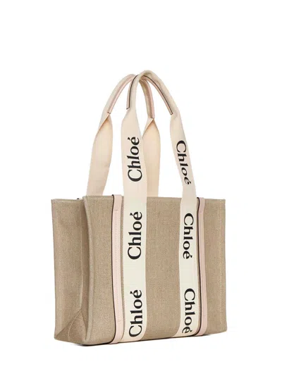 Chloé Chloe Women Multicolor Canvas Medium Woody Shopping Bag In Multi