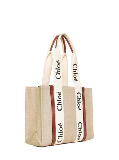 Chloé Women Woody Linen Tote Bag Chloè In Multi