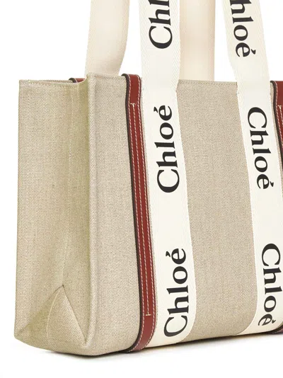 Chloé Women Woody Linen Tote Bag Chloè In Multi