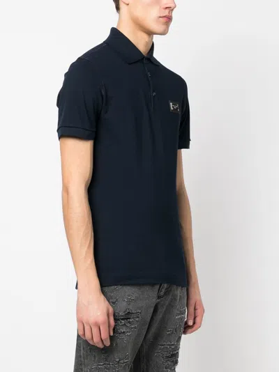 Dolce & Gabbana Men Logo Cotton Polo Shirt In Blue
