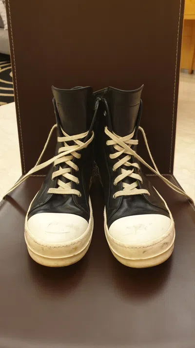 Pre-owned Rick Owens Ramones High Leather Boots In Black