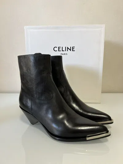 Pre-owned Celine X Hedi Slimane Grail - Ss23 Metal Toe Black Conique Boots 41