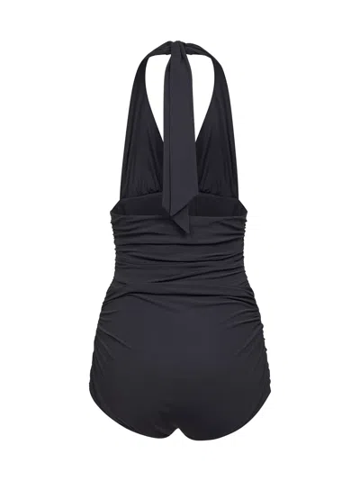 Dolce & Gabbana Women Black Sensitive Fabric Draped One-piece Swimsuit In Black