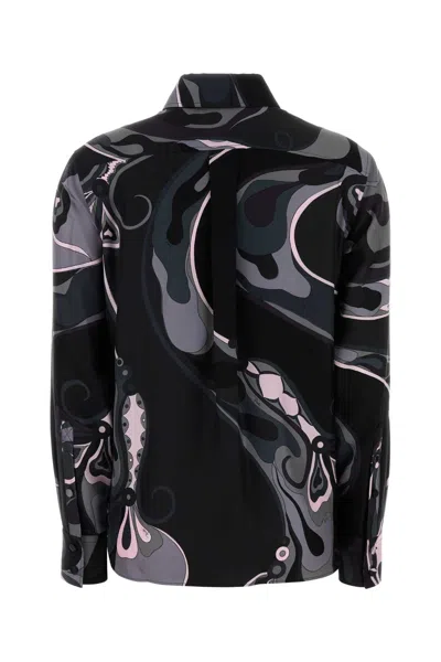 Pucci Emilio  Printed Silk Shirt In Blue