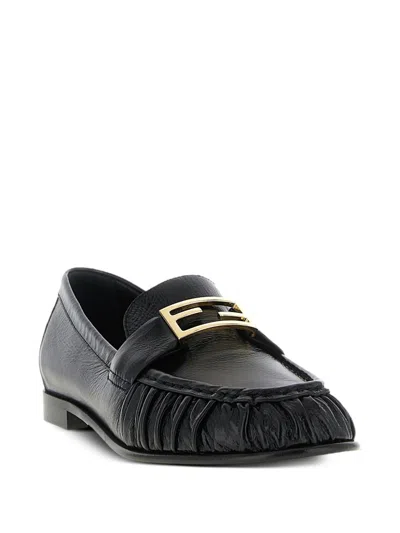 Fendi Nappa Leather Baguette Loafers Fringe Detail In Multi