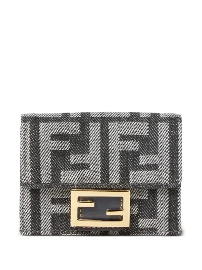 Fendi Women Baguette Trifold Wallet In Gray