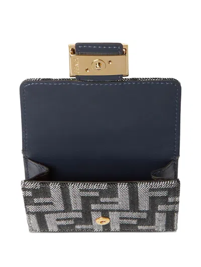 Fendi Women Baguette Trifold Wallet In Gray