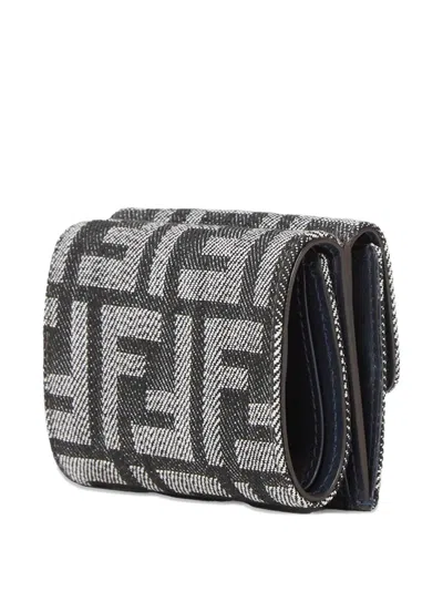 Fendi Women Baguette Trifold Wallet In Gray