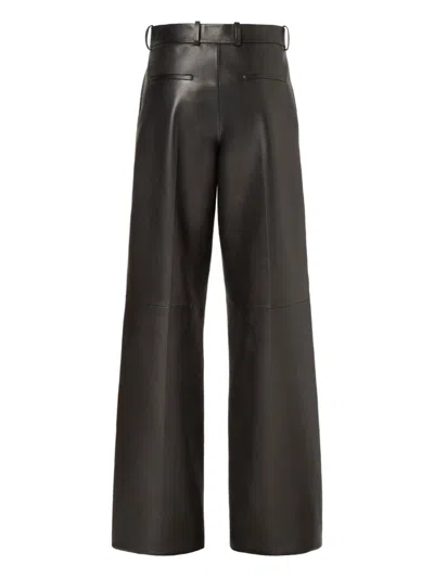 Fendi Women Leather Trousers In Black