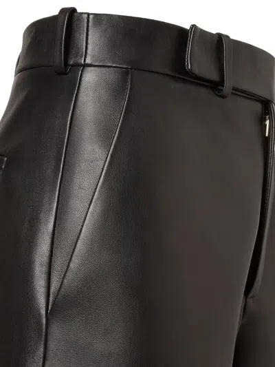 Fendi Women Leather Trousers In Black