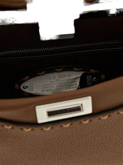 Fendi Women Peekaboo Mini Leather Handbag In Brown