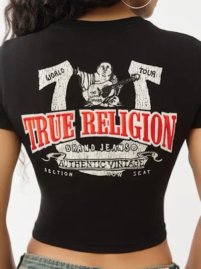 True Religion Women's Screen Printed Logo Baby T-shirt In Black