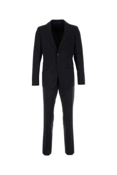 Prada Tailored Wool Blend Suit With Notched Lapel In Blue