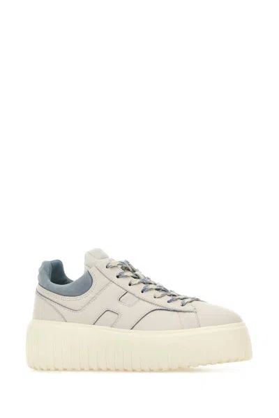 Hogan White And Light Blue Leather Sneakers In Neutral