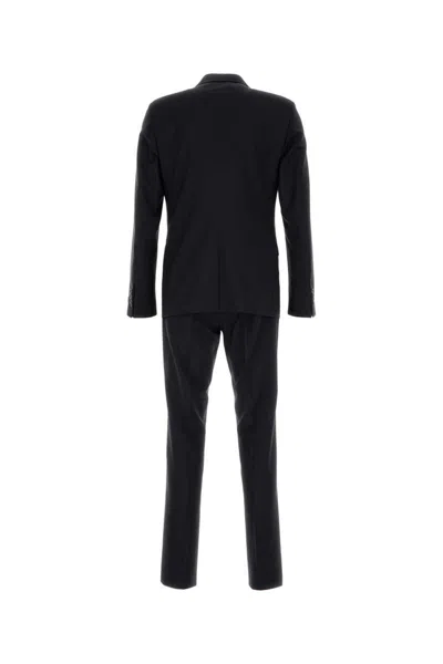 Prada Tailored Wool Blend Suit With Notched Lapel In Blue
