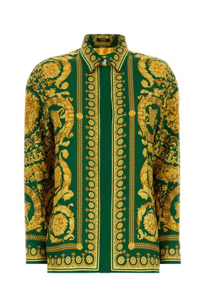 Versace Barocco-print Silk Shirt In Multi