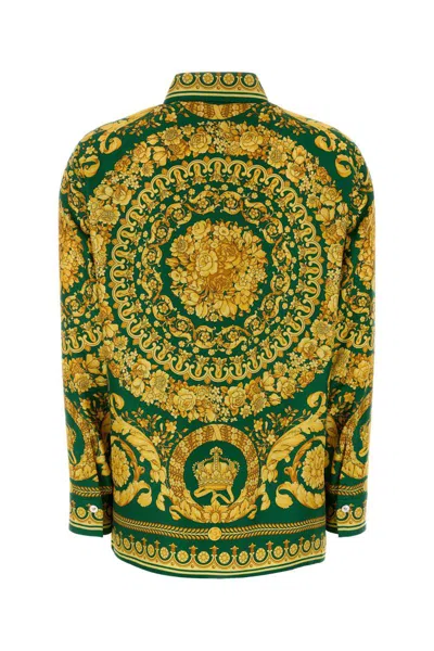 Versace Barocco-print Silk Shirt In Multi