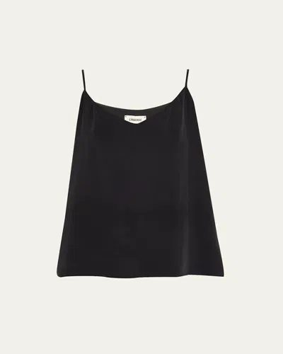 L'agence Jane V-neck Spaghetti-strap Silk Tank In Black