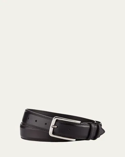 Bontoni Men's 35mm Burnished Leather Belt In Black