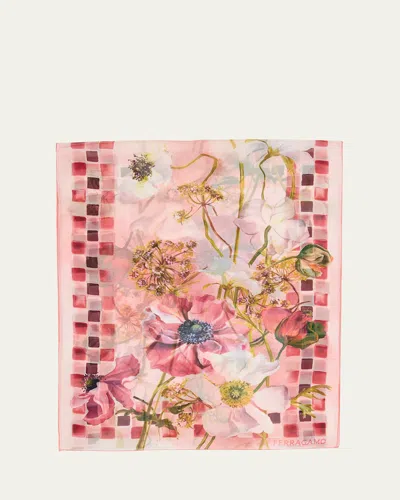 Ferragamo Floral-print Silk Scarf In Multi