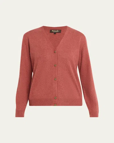 Loro Piana Classic Baby Cashmere Cardigan In Red