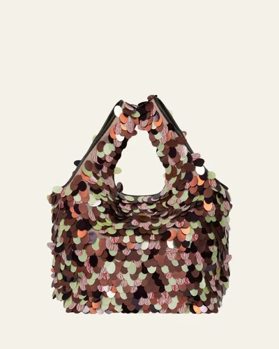 Dries Van Noten Marche Small Paillette Shopper Tote Bag In Brown