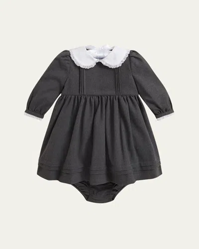 Ralph Lauren Girl's Peter Pan-collared Babydoll Dress In Black