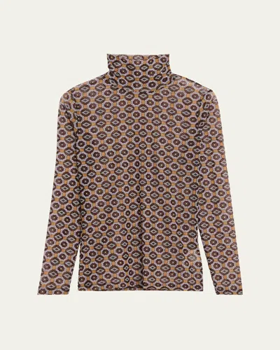 Dries Van Noten Hoyser Turtleneck Long-sleeve Blouse In Brown