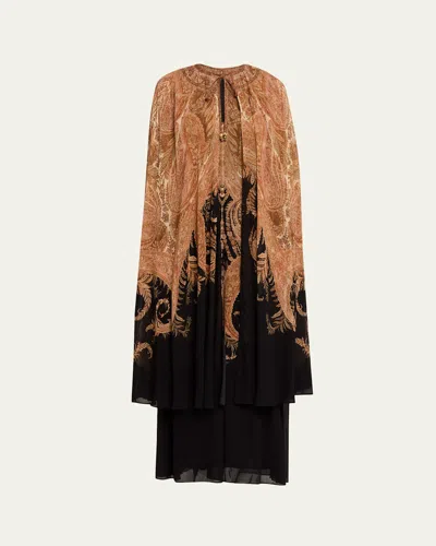 Zimmermann Hypnotic Cape Maxi Dress In Brown