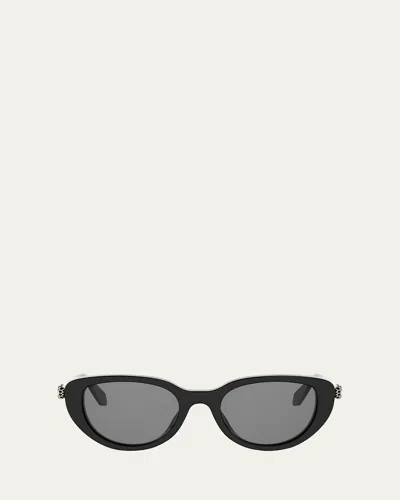 Bvlgari Serpenti Forever Oval Acetate & Metal Sunglasses In Black