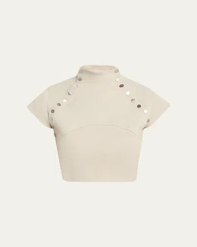 Jane Wade Snap Down Crop Top In Metallic