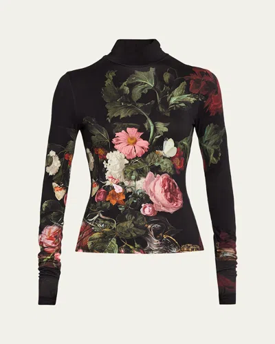 Alice And Olivia Delaina Long-sleeve Turtleneck Top In Multi