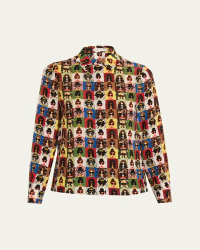 Alice And Olivia Finely Embellished Oversized Blouse In Multi