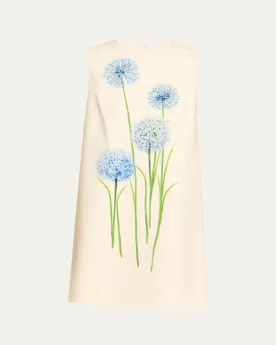 Oscar De La Renta Alliums-print Sleeveless Mini Shift Dress In Multi