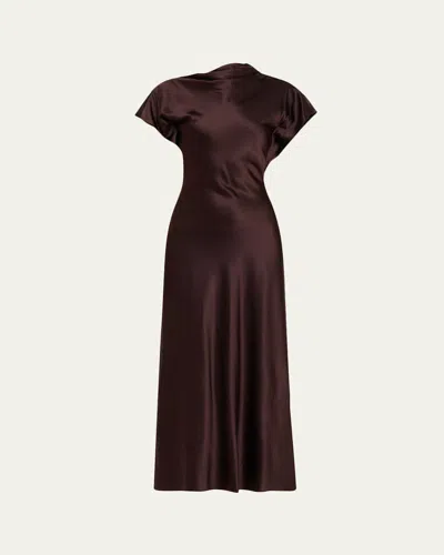 Veronica Beard Redgrave Draped Silk Midi Dress In Burgundy