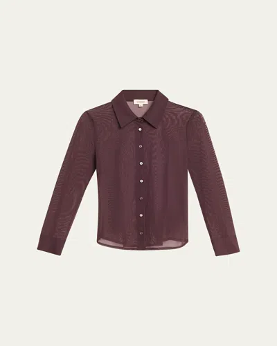 L'agence Indiana Fitted Mesh Blouse In Brown